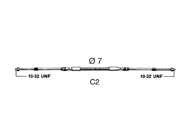 Ultraflex, Kontrolkabel C2, Slaglængde 87 mm - Kompatibel med Indenbordsmotorer, Sterndrev og Påhængsmotorer – Størrelse: 1,53 M (5 fod)