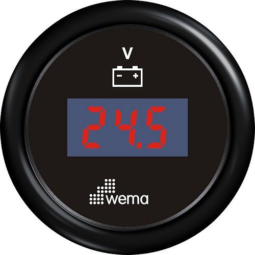 Wema, Voltmåler, Sort, Ø 58 mm, IP67, LED-belysning (1 stk)