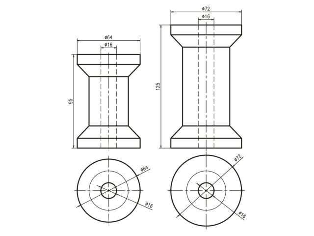 Talamex, Kølrulle PU 95mm Ø64mm Aksel 16mm (1 stk)