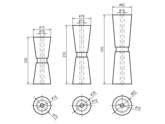 Talamex, V-kølrulle PU 200mm ø75mm 16mm
