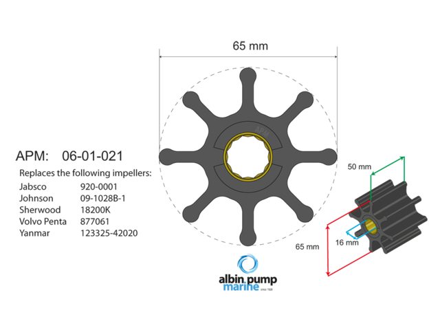 NauticPro.dk | Albinus, Premium Impeller-sæt, PN 06-01-021, 1stk