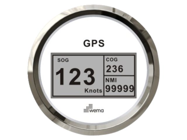 NauticPro.dk | Wema, Silverline digitalt speedometer, GPS, hvid, Ø 96 mm, 85 mm (1 stk)