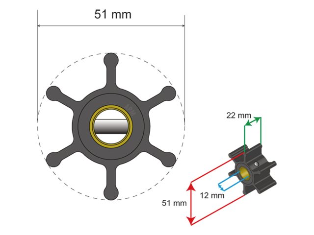 NauticPro.dk | Albinus, Premium Impeller-sæt PN 06-01-005 til turbåde, 1 stk