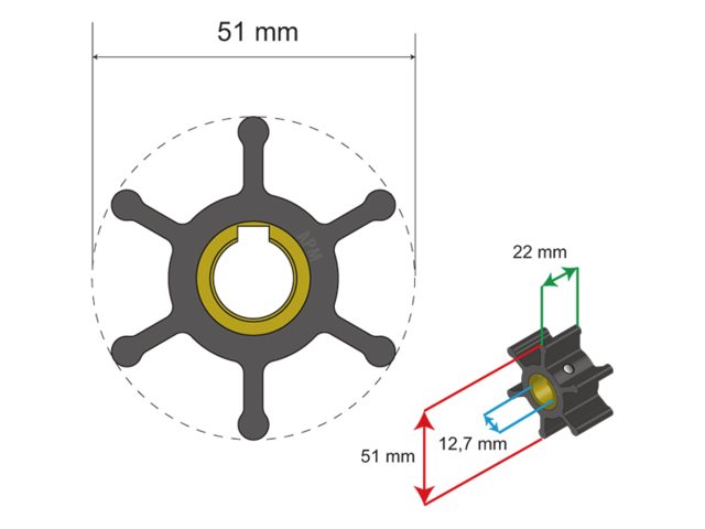 NauticPro.dk | Albinus, Luksus Impeller-sæt PN 06-01-007, 1 stk