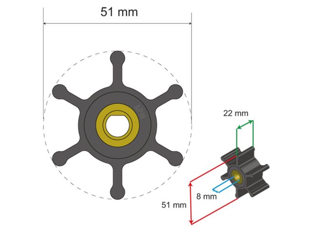 NauticPro.dk | Albinus, Impeller-sæt PN 06-01-009, 1 stk