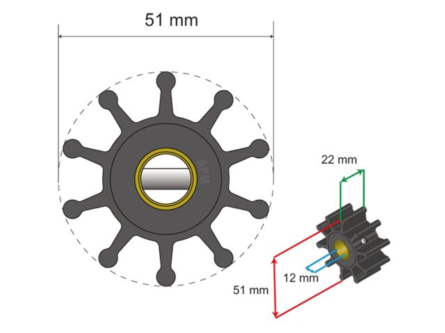 NauticPro.dk | Albinus, Premium Impeller-sæt PN 06-01-010 (1 stk.)