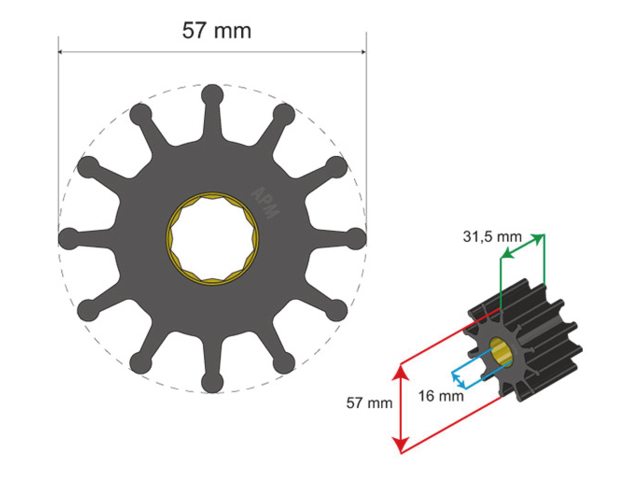 NauticPro.dk | Albinus, Premium Impeller-sæt, 06-01-012, 1 stk, til marineapplikationer