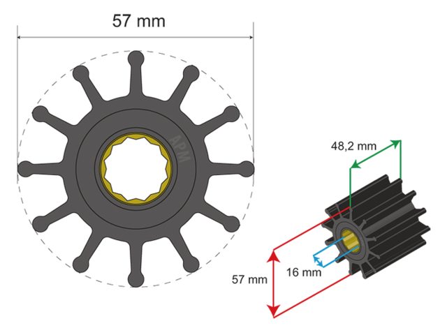 NauticPro.dk | Albinus, Premium Impeller-sæt, Nr. 06-01-014, 1 stk, Marineapplikationer