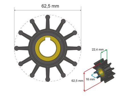 NauticPro.dk | Albinus, Premium Impeller-sæt PN 06-01-015, 1 stk