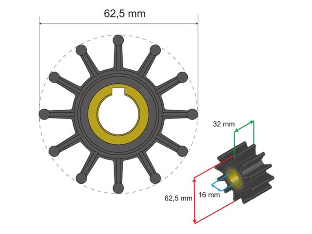 NauticPro.dk | Albinus, Premium Impeller-sæt PN 06-01-016, 1 stk