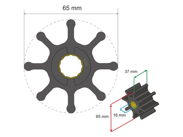 NauticPro.dk | Albinus, Premium impeller-sæt, PN 06-01-017, til Albin Pump Marine-enheder, 1stk