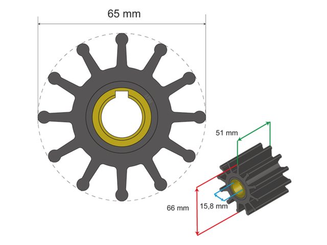 NauticPro.dk | Albinus, Premium Impeller-sæt, PN 06-01-019, til Albin Pump Marine, 1 stk.