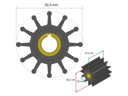 NauticPro.dk | Albinus, Premium Impeller PN 06-02-025, 1 stk