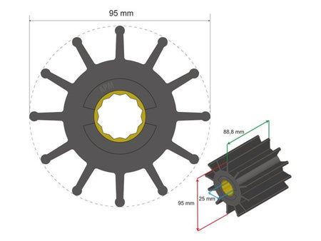 NauticPro.dk | Albinus, Premium Impeller, PN 06-02-031, 1 stk, til kommercielle både