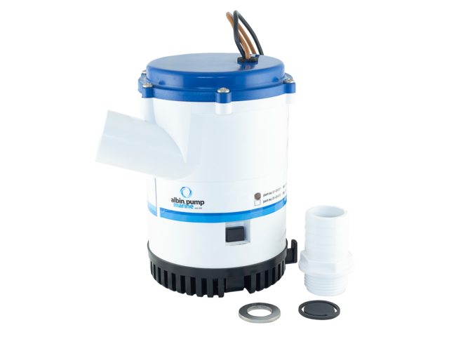 NauticPro.dk | Albinus, Lænsepumpe Heavy Duty, 1750GPH/6600 l/h, 12V, 10A, 28mm, 32mm (1stk)