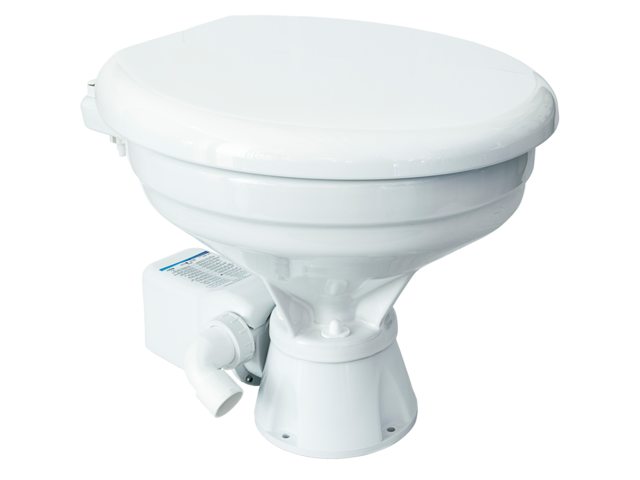 NauticPro.dk | Albinus, Marint Toilet Silent Electric Comfort 12V, Hvidt Soft-Close sæde, 10,8 kg