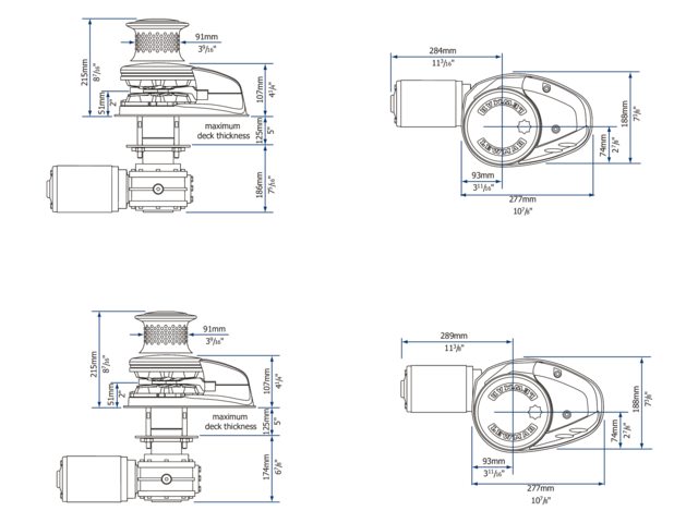 NauticPro.dk | Lewmar, 24V SW Ankerspilstyring 68000321, Rustfrit Stål, Lodret, Manuelt Frit Fald, WARP Tromle