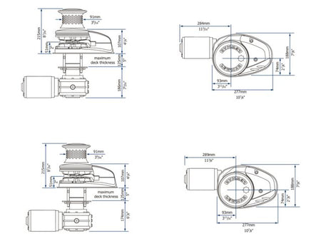 NauticPro.dk | Lewmar, 24V SW Ankerspilstyring 68000321, Rustfrit Stål, Lodret, Manuelt Frit Fald, WARP Tromle