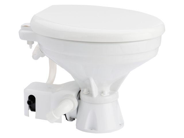 NauticPro.dk | Talamex, Elektrisk Toilet Large 24V, Hvid Keramisk Skål, Soft Close Sæde