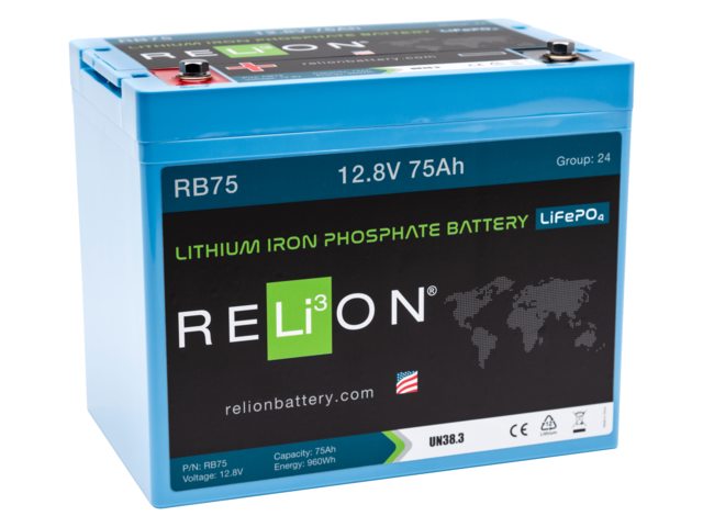 NauticPro.dk | RELiON, Lithium Batteri LiFePO4 12.8V 75Ah, Letvægt, Maritim