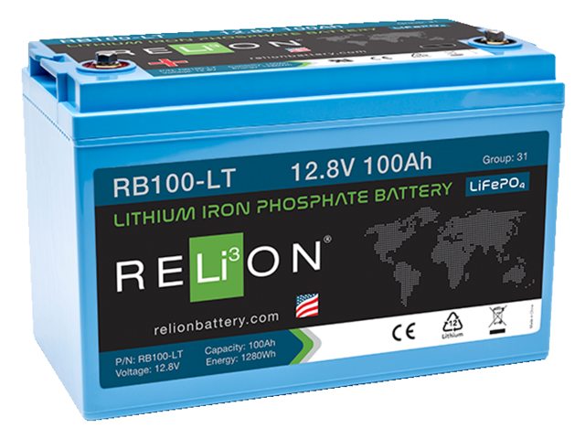 NauticPro.dk | RELiON, Lithium Batteri LiFePO4 12,8V 100Ah Lav Temperatur, 100Ah