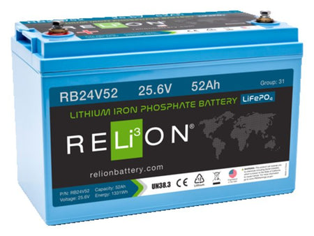 NauticPro.dk | RELiON, Lithiumbatteri LiFePO4 25,6V 52Ah, letvægt og kompakt