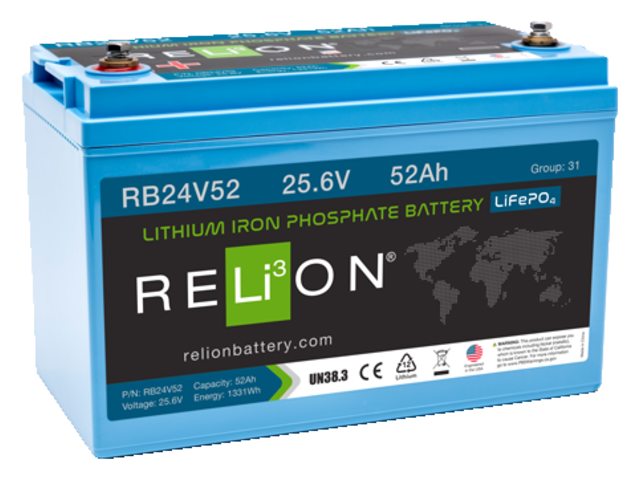 NauticPro.dk | RELiON, Lithiumbatteri LiFePO4 25,6V 52Ah, letvægt og kompakt