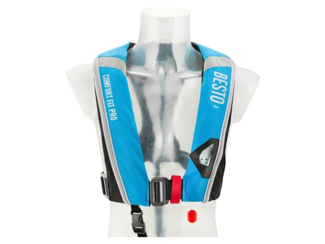 NauticPro.dk | Besto, Oppustelig redningsvest, Comfortfit PRO 300N, Auto/Harness, Ice-Blue/Sort, 1stk