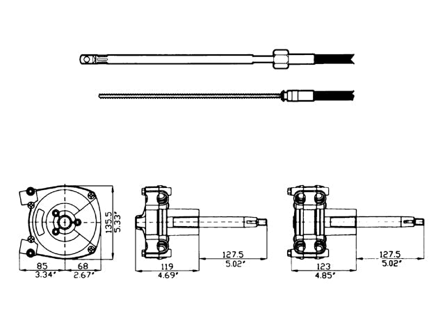 NauticPro.dk | Ultraflex, M66 Styrekabel med Anti-Feedback Mekanisme, Kompakt Design, Rustfrit Stål, 589081