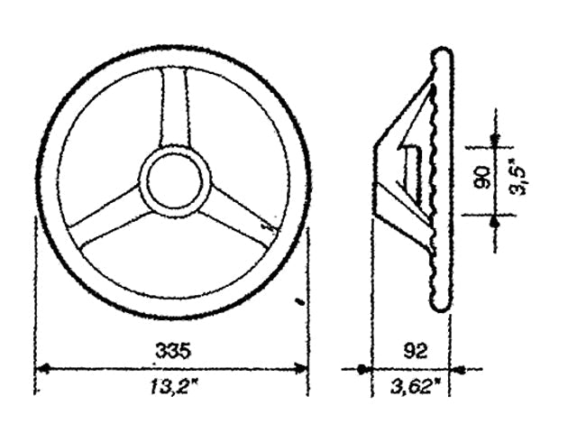 NauticPro.dk | Ultraflex, Hjul V32, Ø 335 mm, Sort, 3/4" Standardkegle