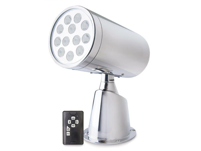 NauticPro.dk | Marinco, Trådløs LED IP67 RF Spotlight med fjernbetjening, 12V, 92.000 CD, 12 LED'er, Rotation 350°/60°, 1 stk