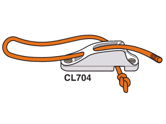 NauticPro.dk | Clamcleat, CL704 MK1 Racing junior klemme med becket, aluminium, 3-6mm (1 stk)