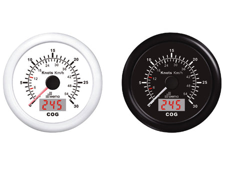 NauticPro.dk | Wema, GPS Speedometer, Sort, 30 KN/54 KM, IP67, 12/24V, 32-kanals GPS-modtager med 5m kabel, 1stk