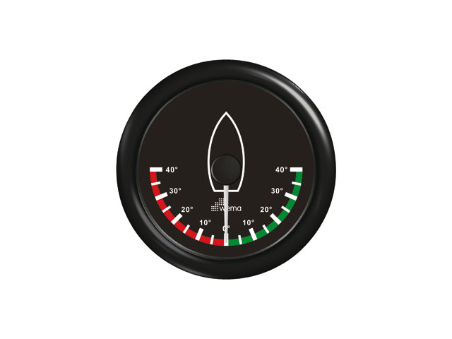 NauticPro.dk | Wema, Rorindikator 85mm sort, Ø96mm, 12/24V, 0-190 Ohm, passer til ROD 5