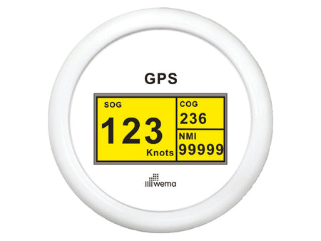 NauticPro.dk | Wema, GPS-digitalt speedometer, SOG COG trip, 60 KN/110 KM, Ø 96mm, Ø 85mm, IP67, LED-baggrundslys, gul/rød, 5m kabel