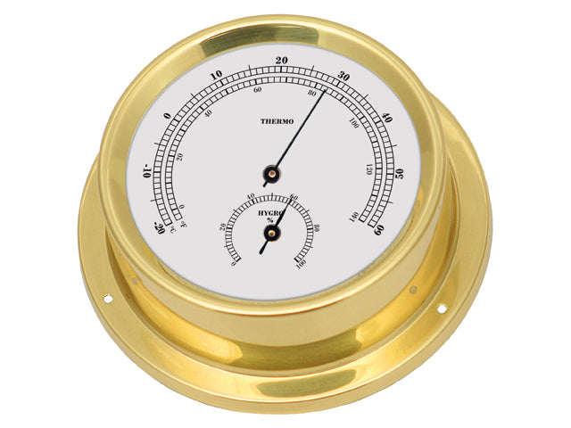 NauticPro.dk | Talamex, Termo-hygrometer i messing, Ø 100 mm, Ø 125 mm