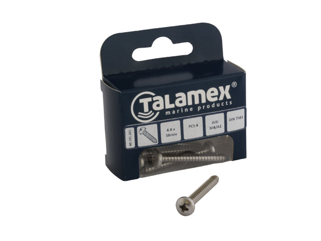Talamex, Tankeskrue PH Ck AISI 304, 589081 – Størrelse: 4,2x13, 6 Stk
