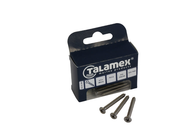 Talamex, Tappeskrue CS, Philipskrue, Rustfrit Stål AISI 316 – Størrelse: 2,9x19, 6 Stk