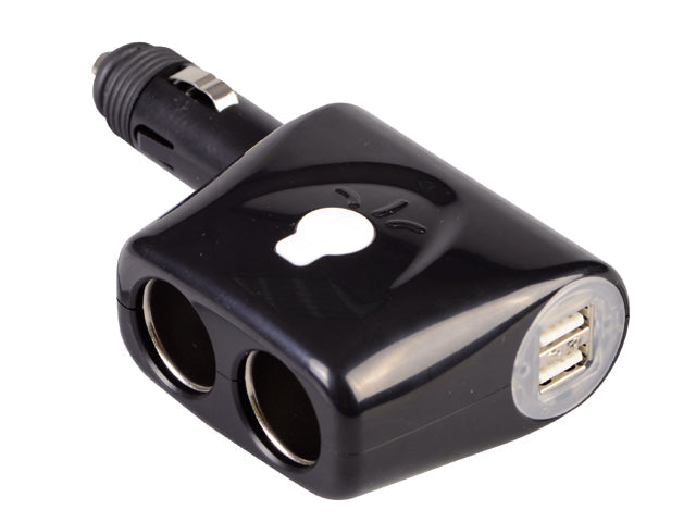 NauticPro.dk | Talamex, 12V Dobbeltstik Adapter med 2 USB, 4 Positioner, Maks. Belastning: 10A