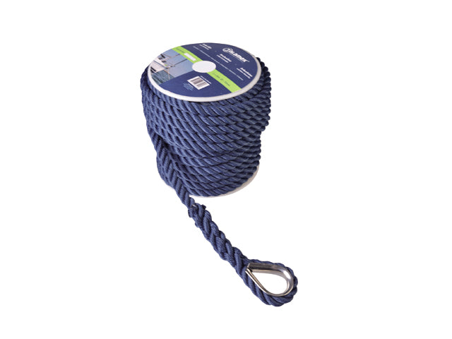 NauticPro.dk | Talamex, Ankerline Polyester 10mm, 20M Marineblå med Rustfri Kovs (1stk)