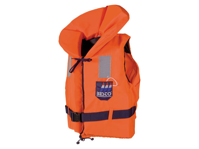 NauticPro.dk | Besto, Redningsvest Econ, 100N, Orange, Small, 40-60kg, 100% Polyester, Reflekterende, ISO 12402-4, Signalfløjte