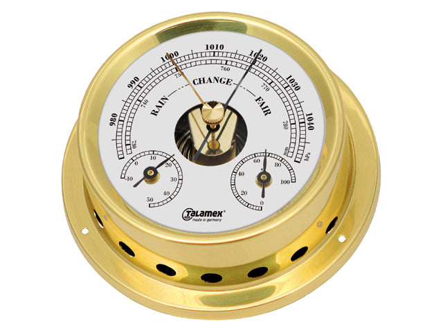 NauticPro.dk | Talamex, Baro/Termo/Hygrometer i poleret messing, 125/100mm (1 stk)