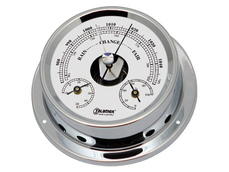 NauticPro.dk | Talamex, Baro/termo/hygrometer, Forkromet messing, Ø 100 mm glas, Ø 125 mm vægplade